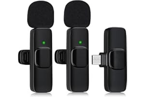 ULEMONDEE Microphone Wireless Bluetooth Mobile Phone Mini Microphone for Recording Video Recording YouTubeStreaming/Vlog, Noise Reduction (USB-C with 2Mic)