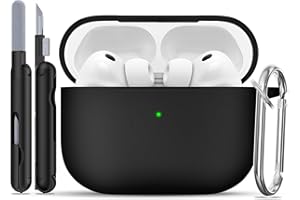 TNSNK for AirPods Pro 3 Case Cover (2025), Soft Silicone Protection Case, with Clean Kit & Keychain - [Support Wireless Charging] - Black