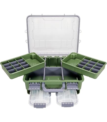 hard tackle boxes flambeau 6381tb 1 tray hard tacklebox-green 1- Sports & Outdoors and the oversized top soft-baits Avet SXJ 5.3 G2 Net Color:Obsidian (black) Netting