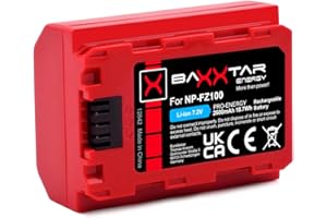Baxxtar Pro NP-FZ100 akumulator do kamery (2600 mAh/Generacja IV) kompatybilny z FX30 Alpha 6700 7 IV 7C II 7CR 7R IV 7R V ZV-E1 itd.