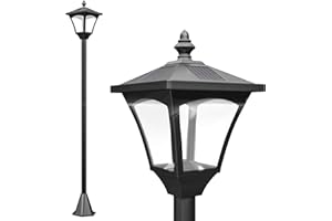 Outsunny LED Solar Gartenlaterne, Gartenlampe aus Kunststoff 120 cm hoch Stehleuchte IP44, Gartenlampe mit 30 Lumen Lichtsensor Solarlampe mit Erdspieß, Windlicht für Garten Balkon Schwarz