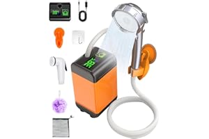 Lorrtta Ducha Portatil Camping, Ducha Portatil con Pantalla Digital Presión de Agua Alta de 12V Ducha Camper, Tres Modos, Carga Rápida, Ducha Portátil para Camper Duchas Lavado de Jardines