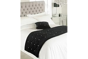 RIVA HOME Riva Paoletti New Diamante Bed Runner- Schwarz- Diamante Kristall Pailletten- Gesteppte Geometric Design- 100% Polyester- Polyester Füllung- 70 X 220cm (28" X 87" Zoll)- Entwickelt In Großbrit