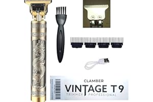CLAMBER MÁQUINA DE CORTAR EL PELO: Recorta Patillas y Barba. Define las líneas de la barba y Cabello, Vello Orejas, Nariz, Cejas. Afeitado preciso en todo el cuerpo, carga USB, Práctica y Fácil de limpiar.