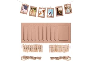 BSTHP Cornice per Foto in Carta, Set da 20 Cornici Fai da Te Creative in Carta Kraft con Mini Clip E Corde di Canapa, 11,5 X 15,5 Cm