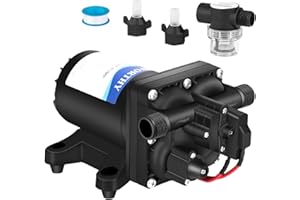 ECO-WORTHY 42-Series 12V RV Water Pump with Pressure Switch, 3.5GPM 55PSI 12 Volt Water Pressure Diaphragm Pump Self Priming for Boat Marine Shower Camper Truck Potable Water Use