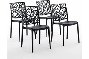 SIEDITI FUORI E DENTRO Sedie in polipropilene con fibra di vetro impilabili per interno, cucina o sala da pranzo, per esterno e giardino, sedie da bar e ristorante, di design - Dafne (4 Sedie, Antracite)