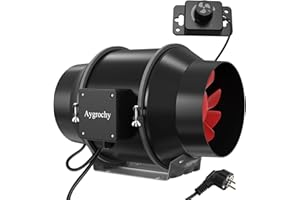 Aygrochy 125mm Extracteur d'Air Réglable 416m³/h,Ventilateur d'extraction EC Moteur avec Contrôleur de Vitesse Variable Pour VMC Salle de Bain, Cuisine,Garage,tentes de culture,ventilation.