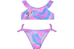 POWER FLOWER Costume da Bagno per Ragazze Costume Intero a Due Pezzi con Volant Set di Costumi da Bagno Tankini Abbigliamento Mare per Bambini 4-16 Anni Ragazza