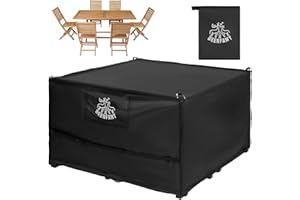 DEERFAMY Housse Salon de Jardin Exterieur, 125 * 125 * 74cm Protection Table Jardin Impermeable, 600D Tissu Oxford Très Résistant Bache Salon de Jardin