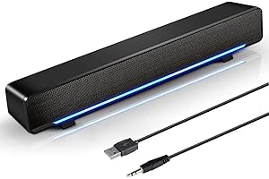MARBOO Computer PC Lautsprecher, Bluetooth Sound Bar Lautsprecher,PC Soundbar HiFi Stereo-Sound,USB Betrieb,3,5mm AUX Buchse,Computer Boxen with LED für PC, Monitor, Laptop,Musik,Ps5,Ipad,Tablets,Smartphone