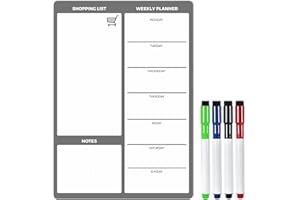 THE FRIDGE MAGNET SHOP TMS A3 Magnetic Weekly Planner for Fridge, Meal Planner Whiteboard, Memo Board and Shopping List for Notes or Daily Reminders, Dry Wipe Kitchen Calendar and Organiser with Dry Erase Marker