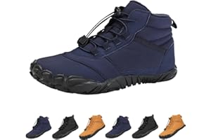 CSHE Barfußschuhe Winter, Outdoor Barfußschuhe Herren Damen Herbst Winter, Wasserdicht Barfussschuhe Barefoot Shoes, Trocknend Traillaufschuhe Wanderschuhe Zehenschuhe Hohe Warme und rutschfeste Stiefel