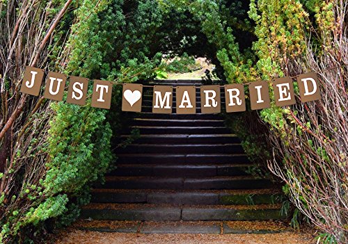 Just Married Hochzeit Wimpelkette Karton VINTAGE quadratisch Hochzeit Dekoration
