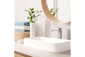 Lavandino bagno in ceramica di design, lavabo per le mani, per il bagno degli ospiti, Waschbecken24 (60x34x11cm, Bianco / A97B)