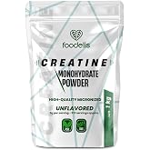 Foodelis Creatine Monohydrate 1 kg Powder, 333 Doses of 3 g, Unflavored | Micronised 200 Mesh &middot; No Additives &middot; With Dispenser