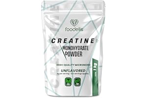 Foodelis Creatina Monohidratada en Polvo 1 kg / 333 Dosis - 100% Creatina Monohidrato Micronizada - Sin Sabor - Pura y Sin Aditivos - No-GMO - Alta Solubilidad - Incluye Dosificador