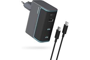 CUKTECH Cargador USB C 100W con 3 Puertos GAN III y PD3.0, Múltiple Compacto para MacBook Air/Pro, iPad Pro, iPhone 16/15/14/13, Samsung S24/S23, Xiaomi - Negro
