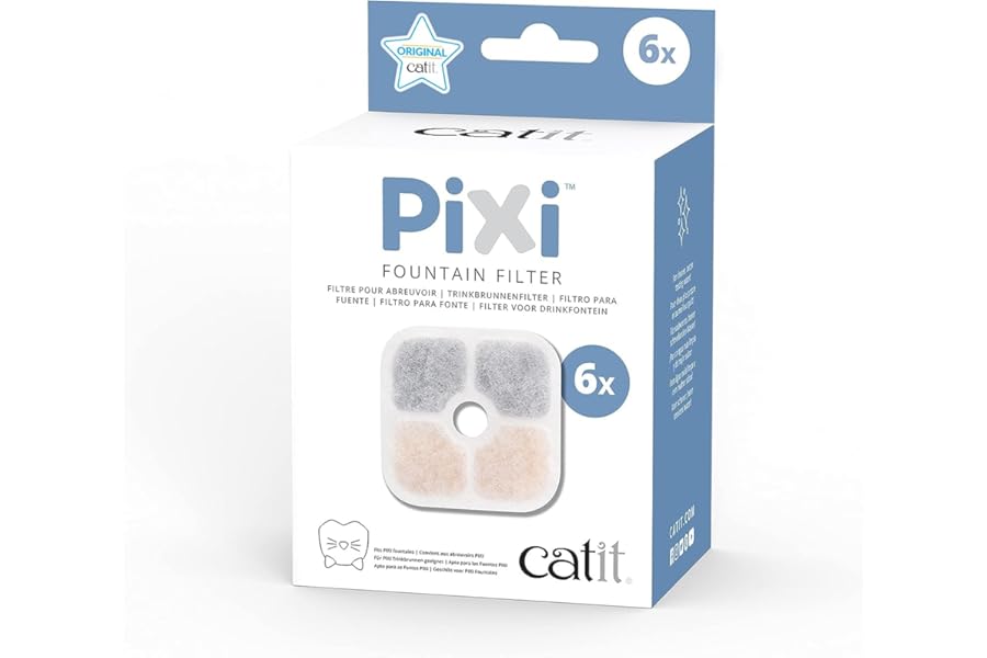 Catit PIXI Genuine Replacement Water Fountain Filter Cartridges, 6 Pack