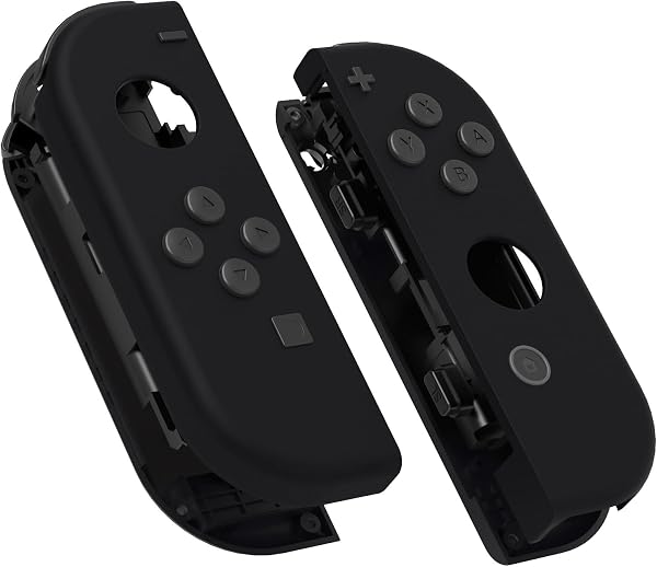 eXtremeRate Soft Touch Grip Black Joycon Handheld Controller Housing with Full Set Buttons, DIY Replacement Shell Case for Nintendo Switch & Switch OLED Model Joy-Con - Console Shell NOT Included - 1