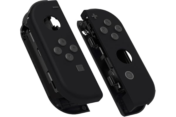eXtremeRate Carcasa Joycon para Nintendo Switch & OLED Funda de Agarre Reemplazo Shell con Botones para Nintendo Switch Joycons OLED No Incluye Carcasa de Consola(Negro)