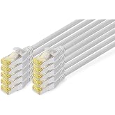 DIGITUS Cat 6A LAN Cable &ndash; 1 m &ndash; Pack of 10 &ndash; S/FTP Shielded &ndash; Grey | 10Gbit/s - PoE++ - AWG 27/7 - LSZH - RJ45 Network Cable