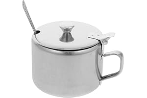 Amosfun Azucarero De Acero Inoxidable Con Mango Tapa Y Cuchara Tarro Para Condimentos Multifuncional Compacto Para Cocina Hogar Y Restaurantes