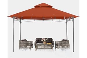 ABCCANOPY 3.35x3.35m Patio Pavillon für Patios Doppeldachweichdach Garten Hinterhof-Pavillon für Schatten und Regen，Rost rot