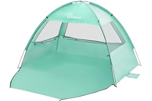 WolfWise Tenda da Spiaggia Facile da Montare UPF 50+ Protezione dai Raggi UV della Conchiglia da Spiaggia 50+, 2-3 Persone, Leggera, Verde Menta