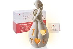 CHUANGLI Mother and Daughter Candle Holder Statue with Flickering Led Candle Gift for Mother's Day, Mom's Gift from Daughter, Son, Birthday Gift for Mom, Mother of the Bride Gifts (WTO131)