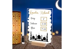 TZEKING Calendrier de l'Avent du Ramadan,30 Jours Calendrier du Ramadan,Acrylique,Calendrier à Rebours Manuscrit DIY,Compte à rebours jusqu'à l'Aïd,Pour La Décoration Du Ramadan, Cadeau de l'Aïd (BTU213)