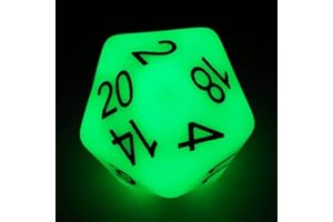 BESCON DICE Bescon Jumbo Glowing D20 38MM, Big Size 20 Sides Dice Jade Glow In Dark, Big 20 Faces Cube 1.5 Inch