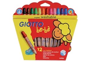 GIOTTO Be-Bè Astuccio Da 12 Matitoni Colorati Per I Più Piccoli + 1 Temperamatite, Multicolore, ‎24 x 2.2 x 21 Cm