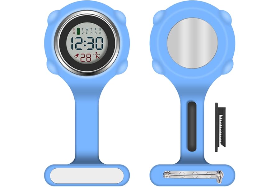 Vicloon Nurse Watch Brooch Silicone Nurse Watch with Clip Nurse Pocket FOB Watch Hanging Pocket Brooch Fob Watch for Nurse Doctor