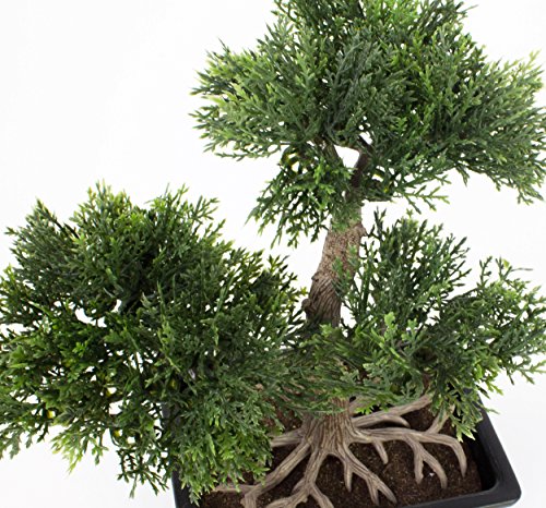 Künstlicher Bonsai Zeder im Töpfchen, ca. 23 cm – hochwertiger Kunstbonsai - 5