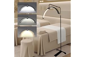 Ccarzzi Half Moon Light Foldable Lash Light for Eyelash Tech, LED Floor Lamp with Phone Holder, 3 Color Temperature, 360° Rotating, Esthetician Light for Tattoo, Beauty, Skincare