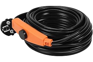 Tubiaz Câble chauffant antigel de 4 m - Câble anti-gel avec thermostat - 64 W - Chauffage accompagné de tuyaux avec interrupteur automatique - Bande chauffante pour conduites d'eau dans la maison