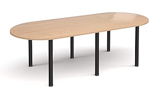 Mr Office Radial end meeting table with 6 radial legs - black legs, Beech