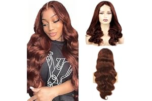 Hxxcoup Glueless Wig 4x1 Lace Front Wig Body Wave Peluca Mujer Pelo Natural Humano Afro Wigs #33 Natural Brasileña Humano Unprocessed Virgin Remy Hiar Reddish Wig Long Hair Wig 28 Inch
