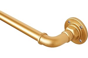 BOOM JOG Extendable Curtain Pole 70 cm to 120 cm (28" to 48") Industrial style Designed Indoor/Outdoor 25 mm (1") Adjustable Wrap Around Curtain Rod,Gold