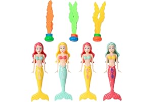 Fonyiunce 7 Pièces Jouets de Plongée pour Enfants, Anneaux de Plongée Sous-Marine, S'enfonçant Rapidement Dans Le sol, Jouets de Plongée Sirène, Anneau de Plongée pour Jouer Sous l'eau et Entraînement