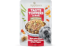 Applaws Taste Toppers 100% naturalna mokra karma dla psów, bez zbóż, wołowina z warzywami w bulionie, worek 85 g (12 x 85 g)
