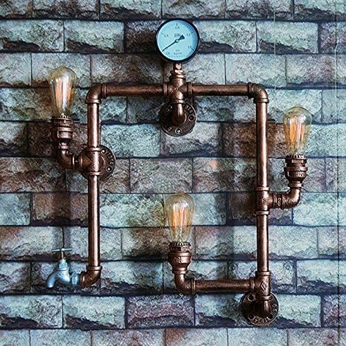 Neixy Lighting Loft Vintage Industrial Metal Water Pipe Wall Lamp Retro Farmhouse Loft Steam Punk Wall Lights Rustic E27 Edison Socket for Barn Villa Warehouse Bar Aisle Lantern Lighting Fixtures