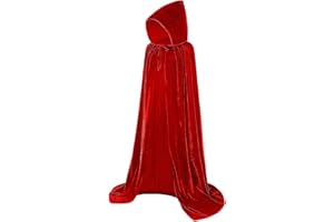 BIGLUFU Halloween Hooded Cloak, Velvet Hooded Cape Halloween Costumes for Vampire Witch Halloween Christmas Cosplay, Hooded Cloak for Women Men and Kids Fancy Dress Costume