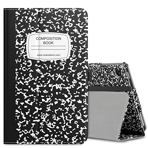 MoKo Hülle für All-New Amazon Fire 7 Tablet (7 Zoll - 7. Generation, 2017 Modell) - Kunstleder Ständer Schutzhülle Smart Cover mit Auto Sleep/Wake up Funktion, Stift-Schleife und Stanfunktion für das neue Fire 7 2017, Notizbuch Schwarz