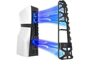 NANANINO PS5 Pro Cooling Fan with USB Port, Triple High-Speed Fans for Efficient Heat Dissipation, Adjustable Speed Modes, Blue LED Lights, Quiet Operation for PlayStation 5 Pro Console