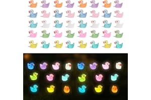 LUFEIS Mini Enten Leuchtend, Mini Enten Figuren, 100 Stück Mini Enten Harz, Bunte Kleine Enten, Miniatur Enten für Aquarium Miniaturgarten Puppenhaus Handwerk Topfdekorationen zum Selbermachen
