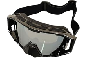 4-FQ Motocross Brille, Motorradbrille, Hochwertige Off Road Racing Crossbrille, Anti Fog UV Schutzbrille Sportbrille Retro Radbrille für ATV Dirt Bike（Schwarzer Rahmen + Silber Gläser）