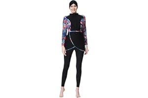 IBTOM CASTLE Women Muslim Modest Swimwear Full Cover Long Sleeve Swimsuit Top + Pants + Wrap Skirt 3Pcs Athletic Bathing Suits Islamic Swimming Costume Sun Protection Beachwear