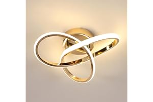 COMELY Przyjemna lampa sufitowa LED 30 W, 3375 lm, nowoczesna lampa sufitowa LED, stylowy złoty żyrandol do sypialni, salonu, kuchni, korytarza, naturalne światło 4500 K